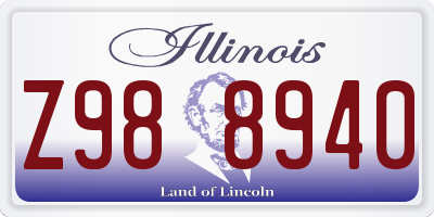 IL license plate Z988940