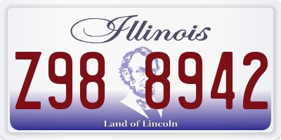 IL license plate Z988942