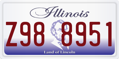 IL license plate Z988951