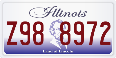 IL license plate Z988972