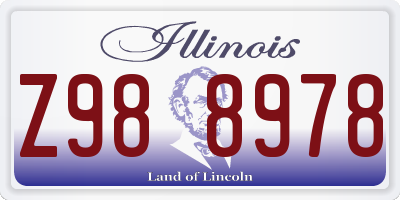 IL license plate Z988978