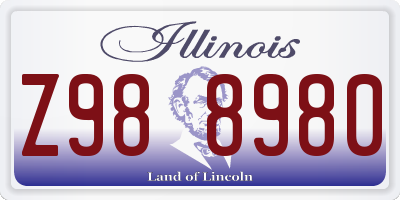 IL license plate Z988980