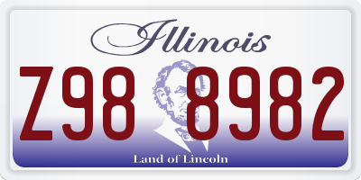 IL license plate Z988982