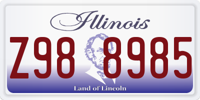 IL license plate Z988985