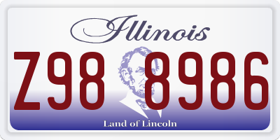 IL license plate Z988986