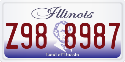 IL license plate Z988987