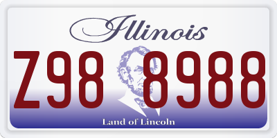 IL license plate Z988988