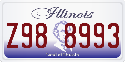 IL license plate Z988993