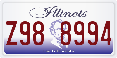 IL license plate Z988994