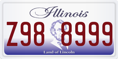 IL license plate Z988999