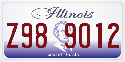 IL license plate Z989012