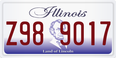 IL license plate Z989017