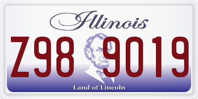 IL license plate Z989019