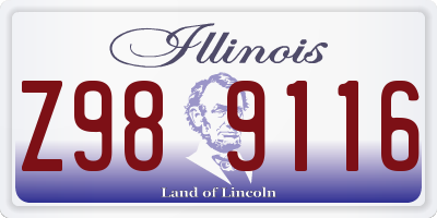 IL license plate Z989116