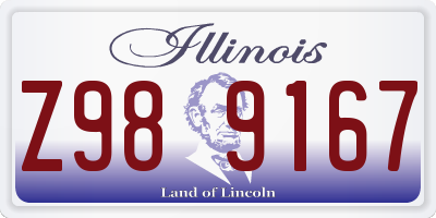 IL license plate Z989167