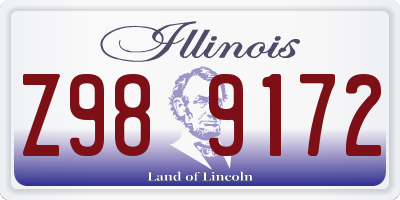 IL license plate Z989172