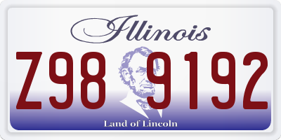 IL license plate Z989192