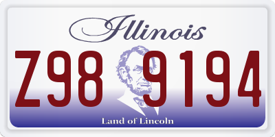 IL license plate Z989194