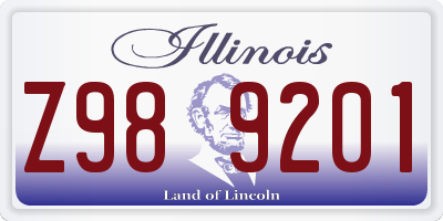 IL license plate Z989201