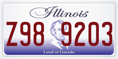 IL license plate Z989203