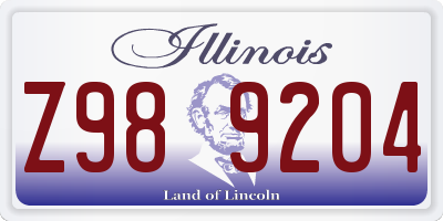 IL license plate Z989204