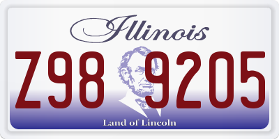 IL license plate Z989205