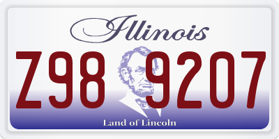 IL license plate Z989207