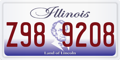 IL license plate Z989208