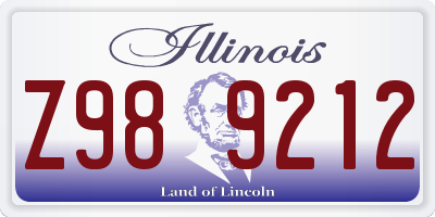 IL license plate Z989212