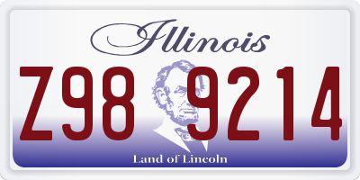 IL license plate Z989214