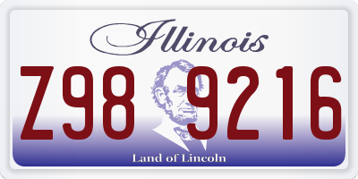 IL license plate Z989216