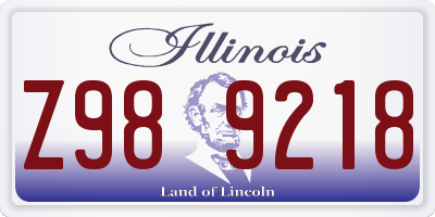 IL license plate Z989218