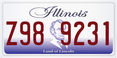 IL license plate Z989231