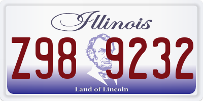 IL license plate Z989232