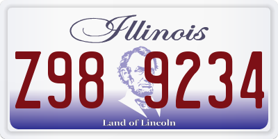 IL license plate Z989234