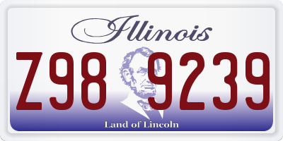 IL license plate Z989239