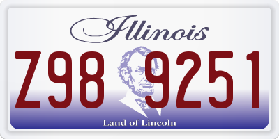 IL license plate Z989251