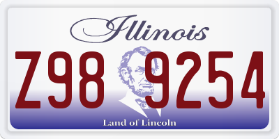 IL license plate Z989254