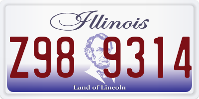 IL license plate Z989314