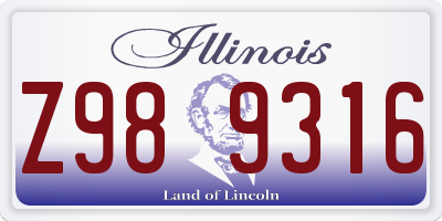 IL license plate Z989316