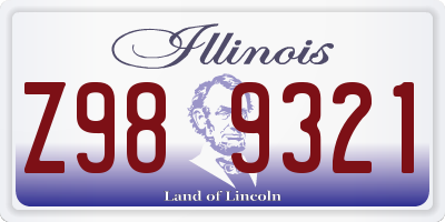 IL license plate Z989321