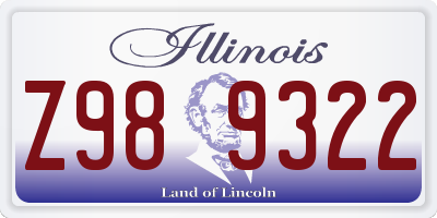 IL license plate Z989322