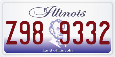 IL license plate Z989332