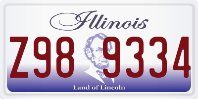 IL license plate Z989334