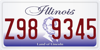 IL license plate Z989345