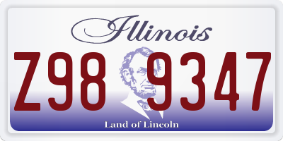 IL license plate Z989347