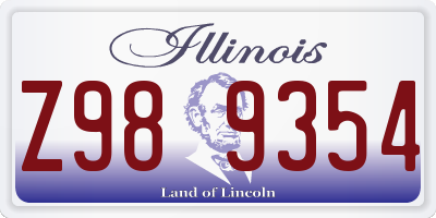 IL license plate Z989354