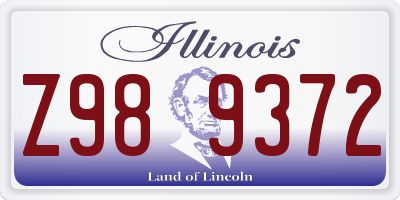 IL license plate Z989372