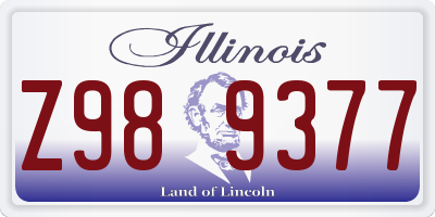 IL license plate Z989377