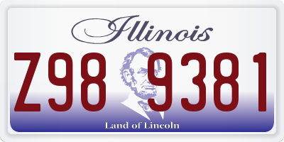 IL license plate Z989381